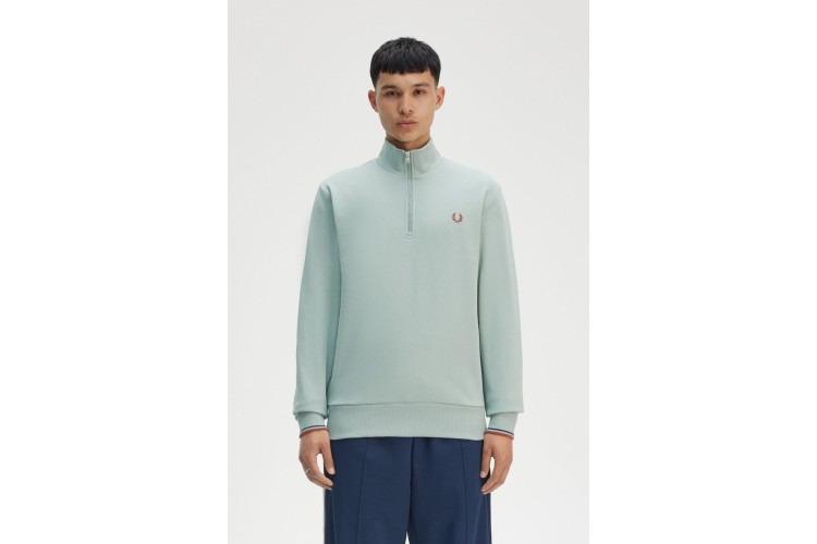 Fred Perry M3574 Half Zip Sweatshirt - Silver Blue