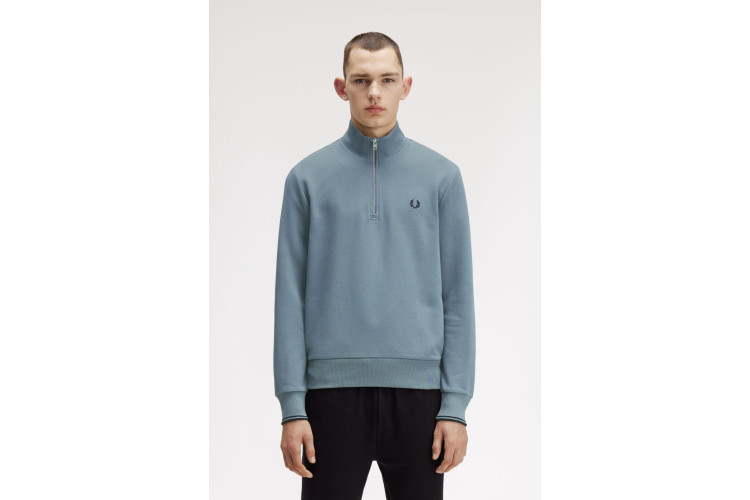 Fred Perry M3574 Half Zip Sweatshirt - Stockport Blue/Navy
