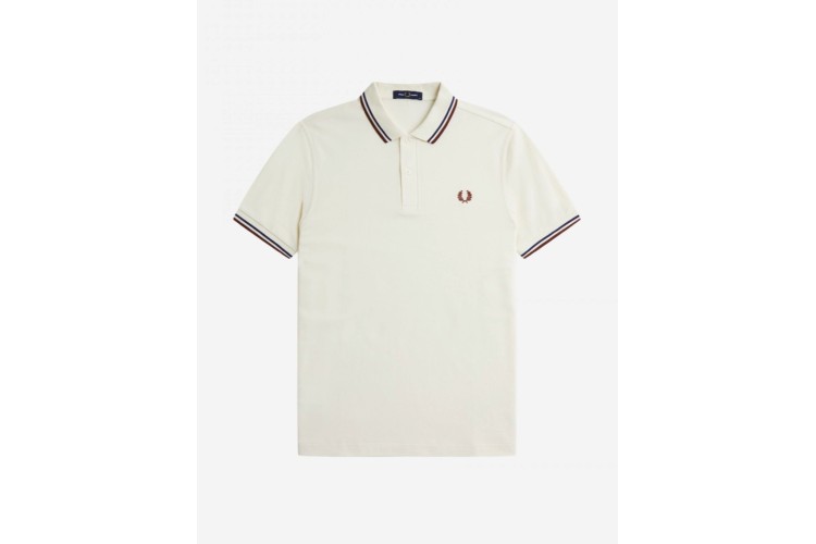 Fred Perry M3600 Ecru/Navy/Brown Polo - U41