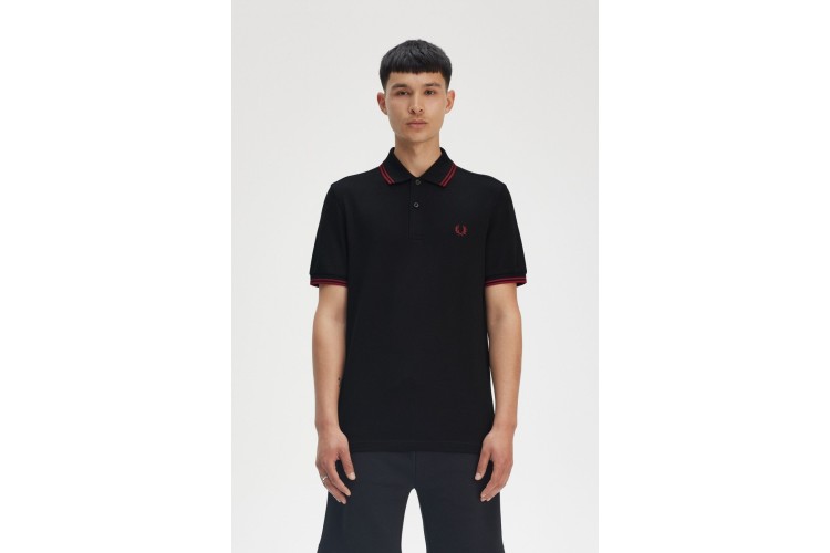 Fred Perry M3600 Black/BurntRed/BurntRed  Polo - Y42