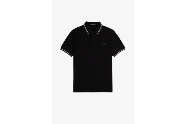 Fred Perry M3600 Black/Ecru/LaurenWreathGreen Polo - W54