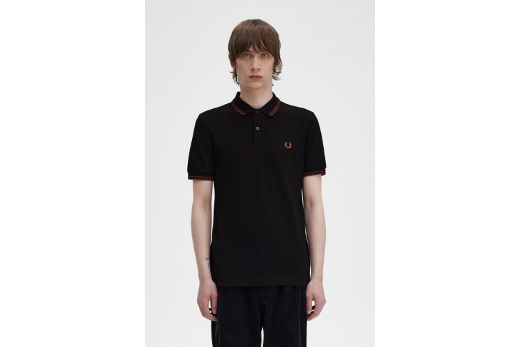 Fred Perry M3600 Black/WhiskyBrown/WhiskyBrown Polo - U35