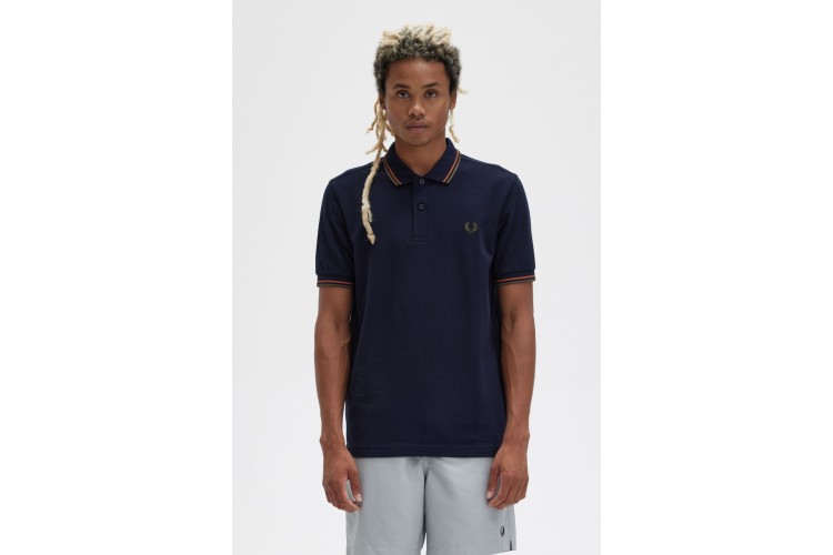 Fred Perry M3600 Navy/Nut Flake/Uniform Green Polo - S35