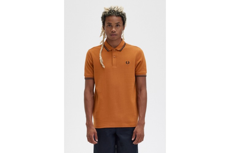 Fred Perry M3600 Nut Flake/Navy/Black Blue Polo - S34