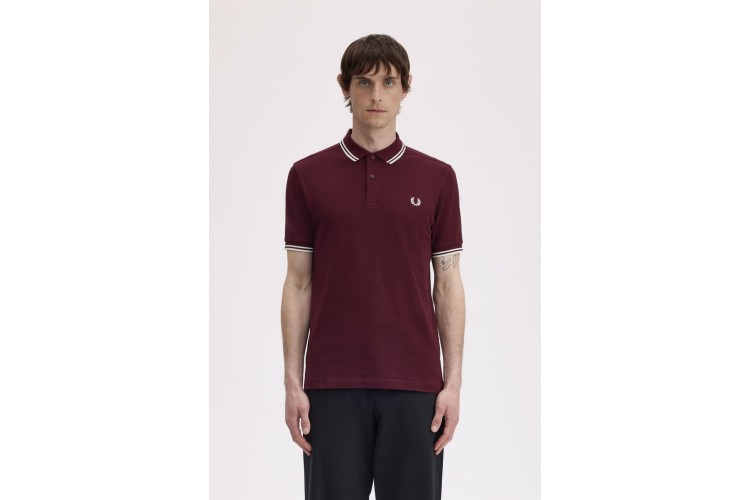 Fred Perry M3600 Oxblood/Ecru/Ecru Polo - 597