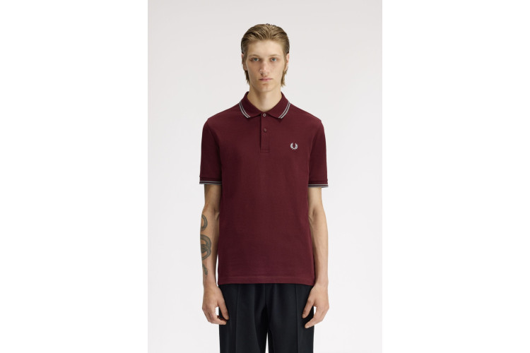 Fred Perry M3600 Oxblood/Stockport Blue/Stockport Blue Polo - W54