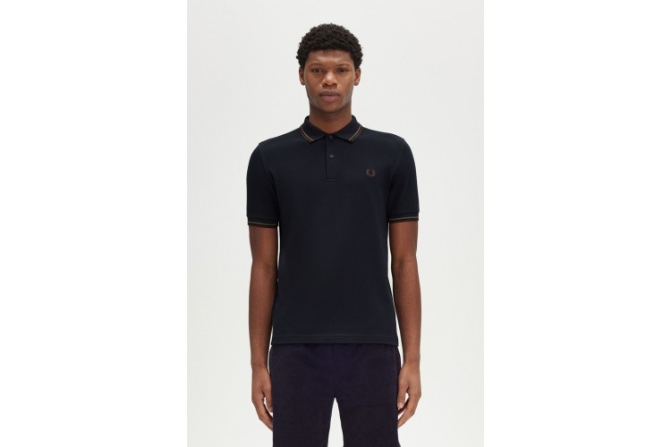 Fred Perry M3600 Navy/Laurel Wreath Green/Carrington Brick Polo - W65