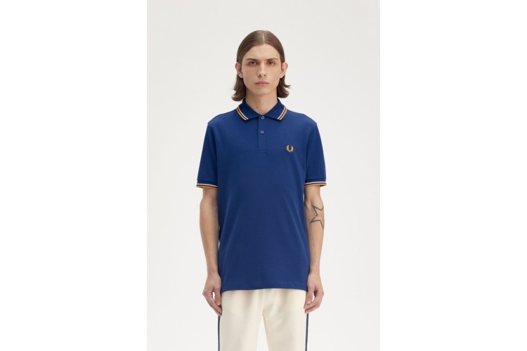 Fred Perry M3600 Shaded Cobalt/Oatmeal/Honeycomb  Polo - Y28