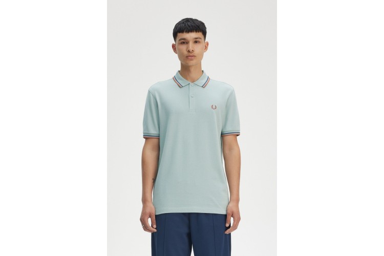 Fred Perry M3600 Silver Blue/Tennis Blue/Cinnamon  Polo - Y26