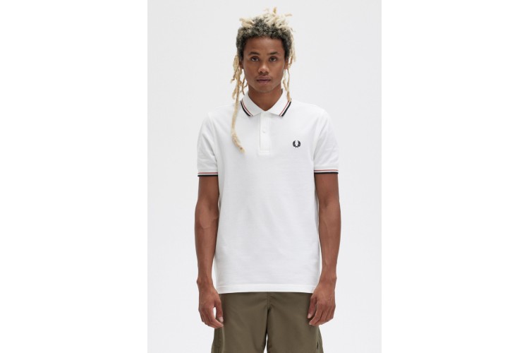 Fred Perry M3600 Snow White/Light Rust/Black Polo - S04