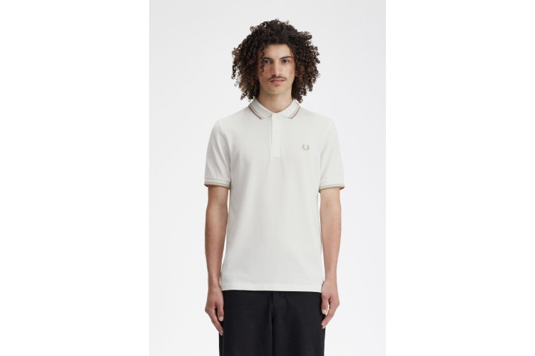 Fred Perry M3600 SnowWhite/Oatmeal/WarmStone Polo - U85