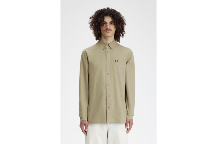 Fred Perry M5516 L/S Oxford Cotton Shirt - WarmGrey/Brick