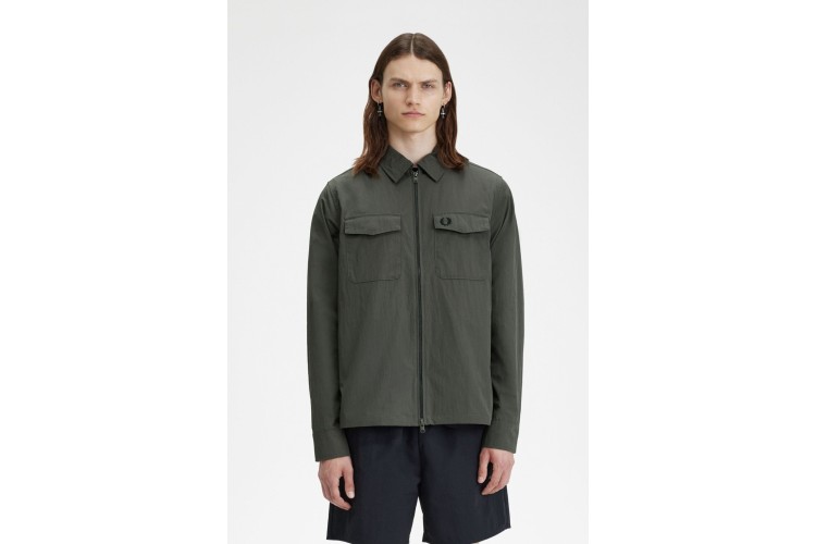 Fred Perry M5684 Full Zip Overshirt - Field Green