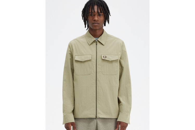 Fred Perry M5684 Full Zip Overshirt - Warm Grey
