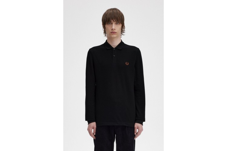 Fred Perry M6006 Black/WhiskyBrown L/S Polo - S76