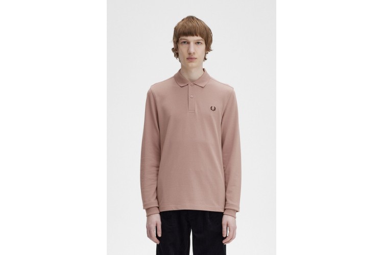 Fred Perry M6006 DarkPink/BurntTobacco L/S Polo - S52