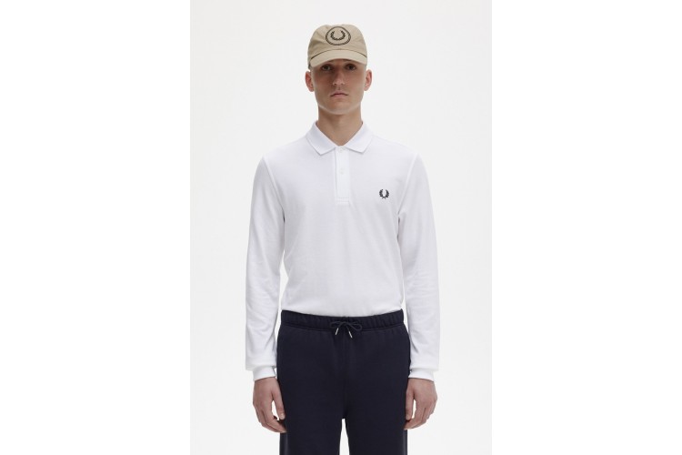 Fred Perry M6006 White Tennis L/S Polo - 100