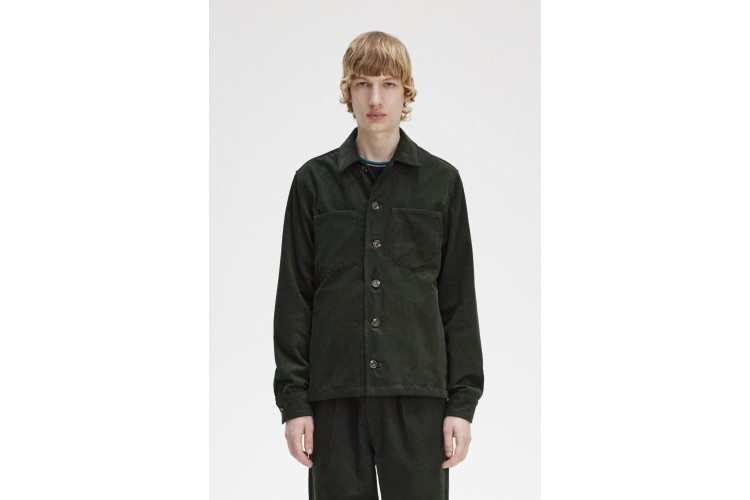 Fred Perry M6595 Waffle Cord Overshirt - Night Green
