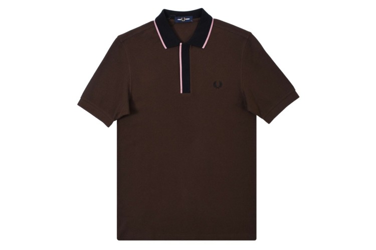 Fred Perry M6660 Concealed Placket Polo Shirt - Burnt Tobacco