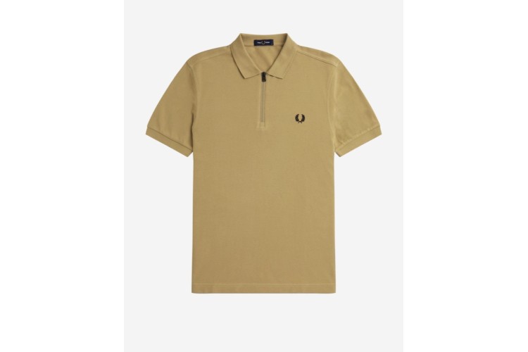Fred Perry M7787 Sport+1 Zip Neck Polo Shirt - Warm Stone