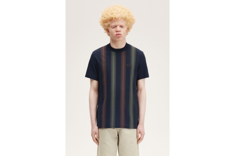 Fred Perry M8653 Ombre Stripe T-Shirt - Navy
