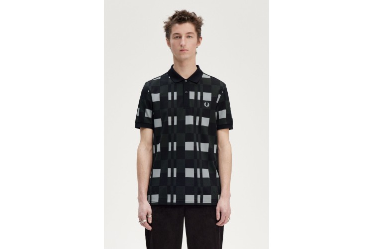 Fred Perry M8691 Split Chequerboard Polo Shirt - Limestone