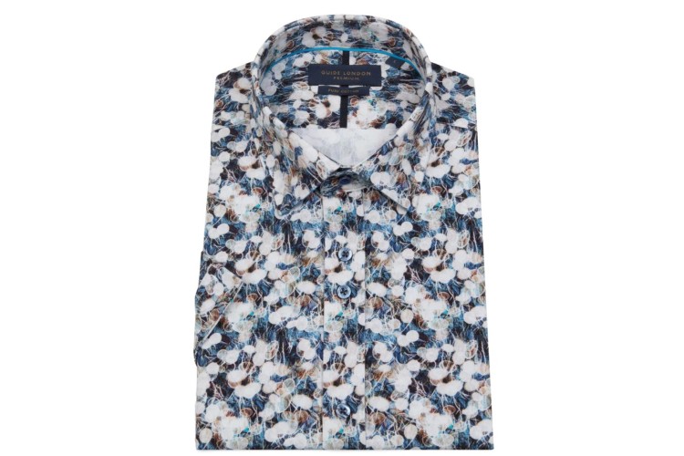 Guide London HS2747 S/S Printed Shirt - Blue