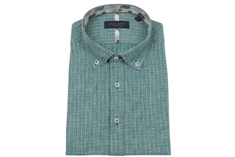 Guide London HS2749 S/S Cotton Linen Blend Shirt - Sage