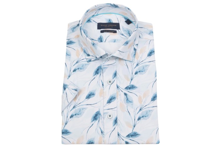 Guide London HS2763 S/S Printed Shirt - Blue