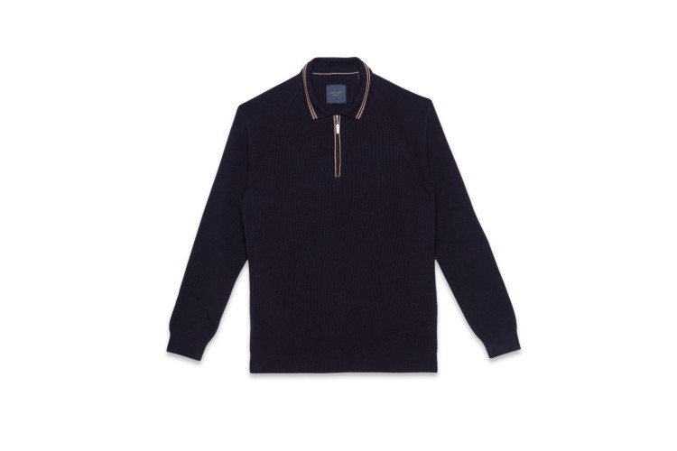 Guide London KW2906 L/S Knit Zip Polo- Navy