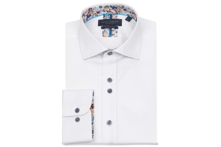 Guide London LS76887 L/S Plain Shirt - White