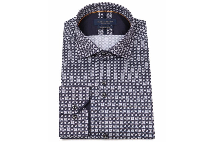Guide London LS76946 L/S Shirt - Navy/Ecru