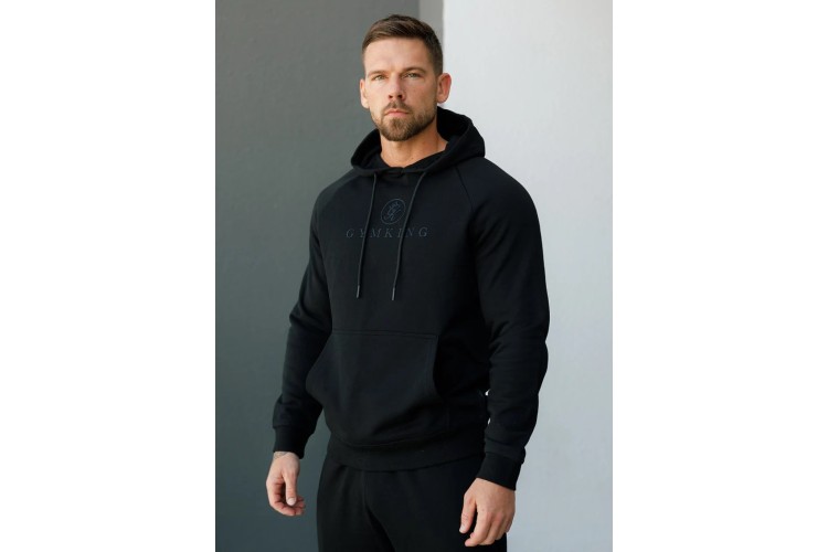 Gym King Pro Logo Fleece Hood - Black/Black