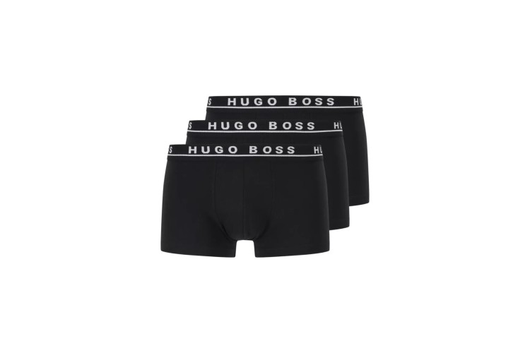 Boss 3 Pack Organic Cotton Stretch Boxer/Trunk - All Black Pack