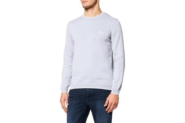 Hugo Boss Ritom Organic-Cotton Sweater - Open Blue
