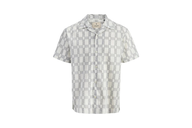Jack & Jones Blukevin Print Resort S/S Shirt - Silver Lining