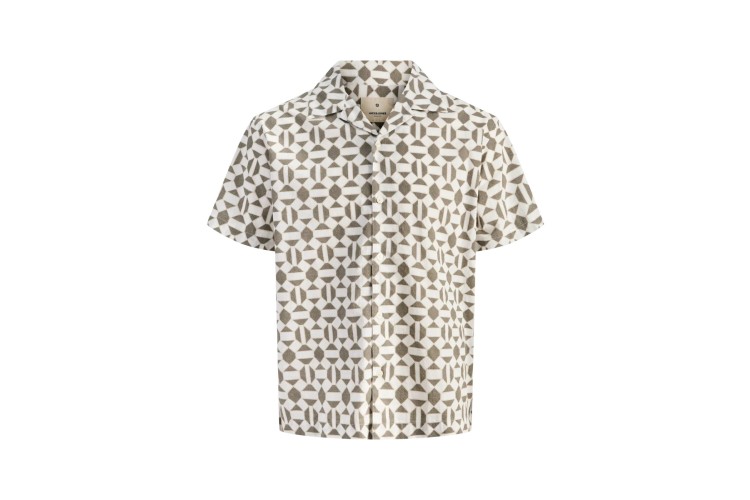 Jack & Jones Blukevin Print Resort S/S Shirt - Tea Leaf