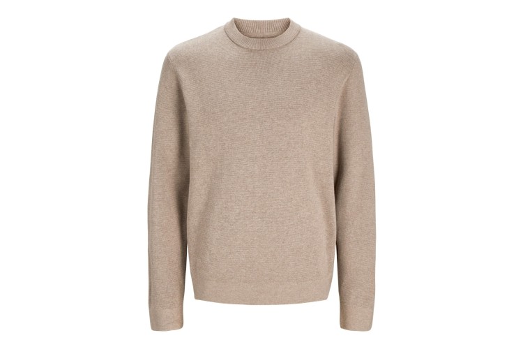 Jack & Jones Milano stitch Crew Neck Knit - Greige Melange
