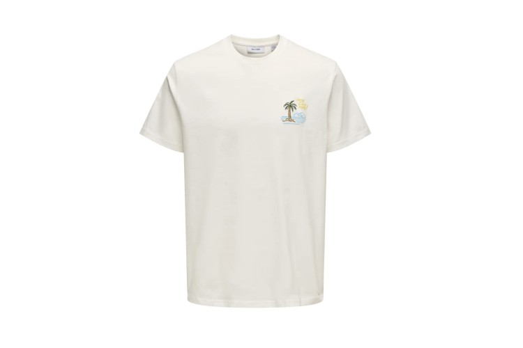 Only & Sons Ranson Emb T-Shirt - Cloud Dancer