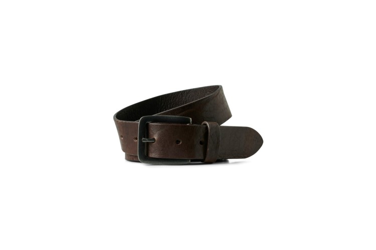 Jack & Jones Victor Leather Belt - Black Coffee