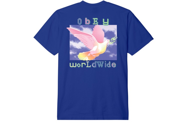 Obey Dove Of Peace H/Weight S/S T-Shirt - Surf Blue