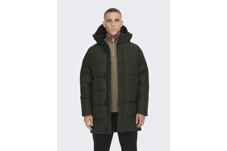 Only & Sons Carl Life Long Quilted Coat - Peat