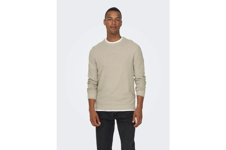 Only & Sons Crew Neck Pullover Knit - Silver Lining