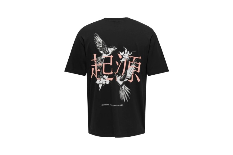 Only & Sons Onskeane Printed T-Shirt - Black/Birds