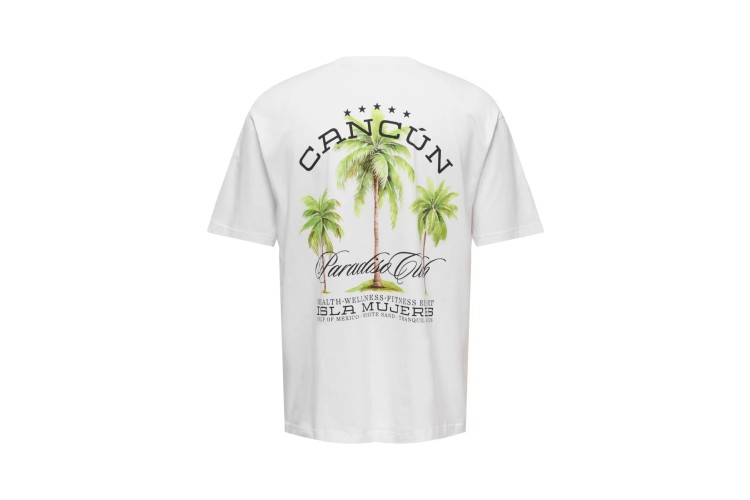 Only & Sons Onskeane Printed T-Shirt - White/Cancun