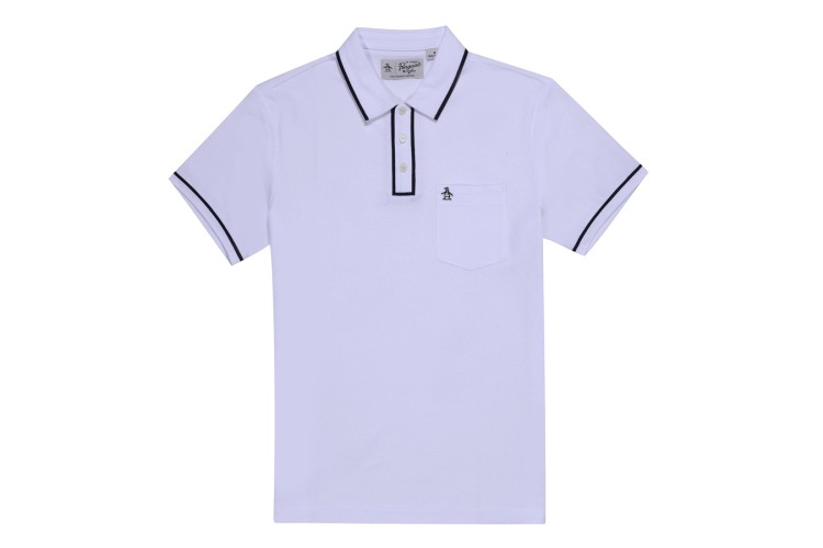 Penguin Earl Piq Sticker Polo - Bright White