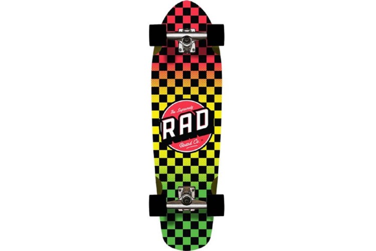 Rad Board Co. Checkers Stripe Cali Cruiser- Rasta Fade