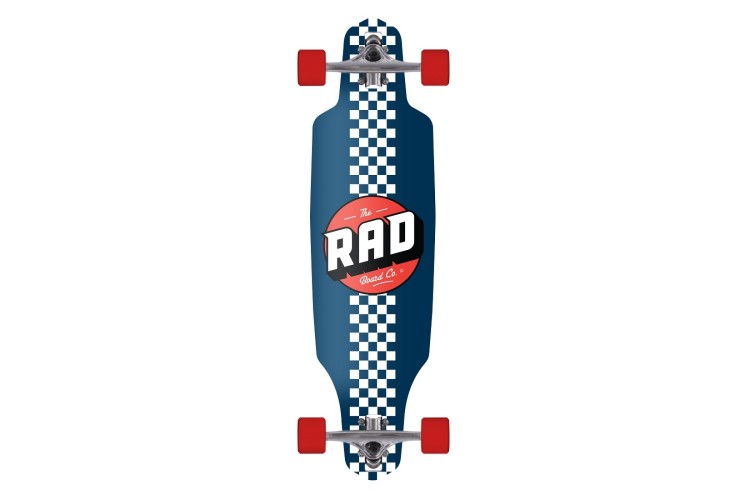 Rad  Board Co. Checkers Stripe Drop Through Longboard - Navy/White
