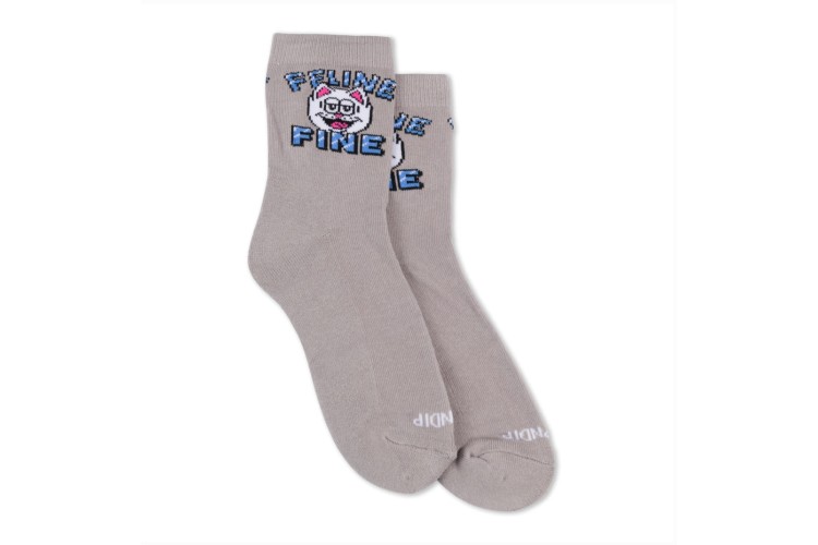Rip N Dip Feline Fine Mid Socks - Charcoal