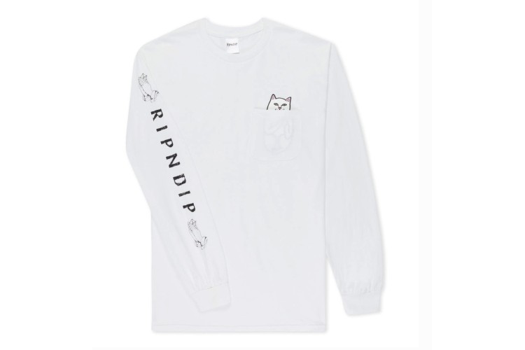 Rip N Dip Nermal Pocket L/S T Shirt - White